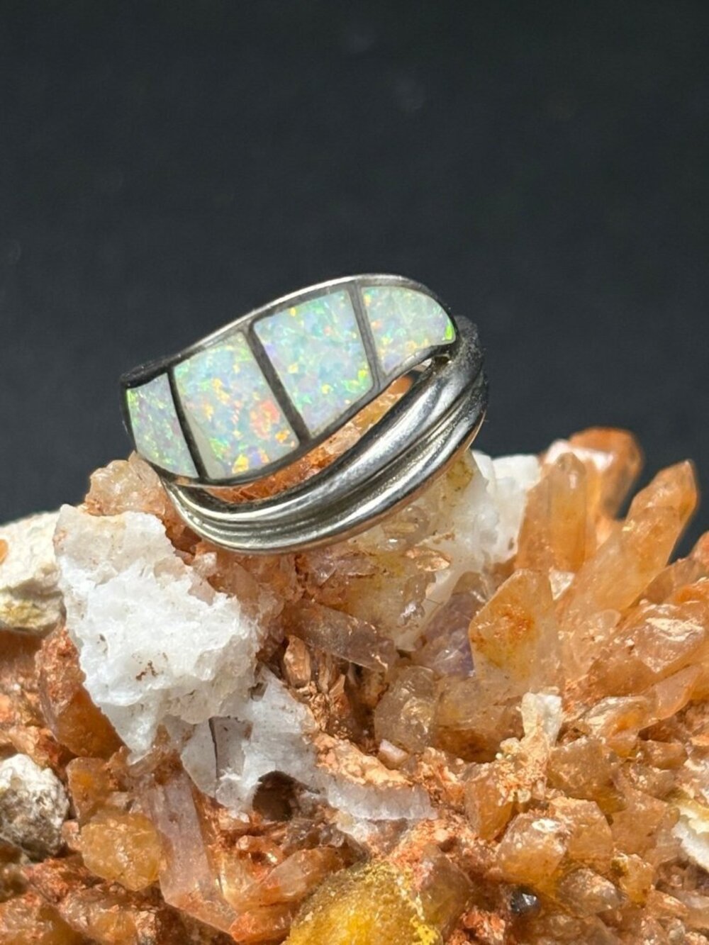 Sterling Silver Opal like Inlay Ring R204